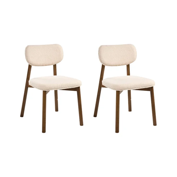 Set van 2 eetkamerstoelen MILLS Bouclé Bruin/lichtbeige