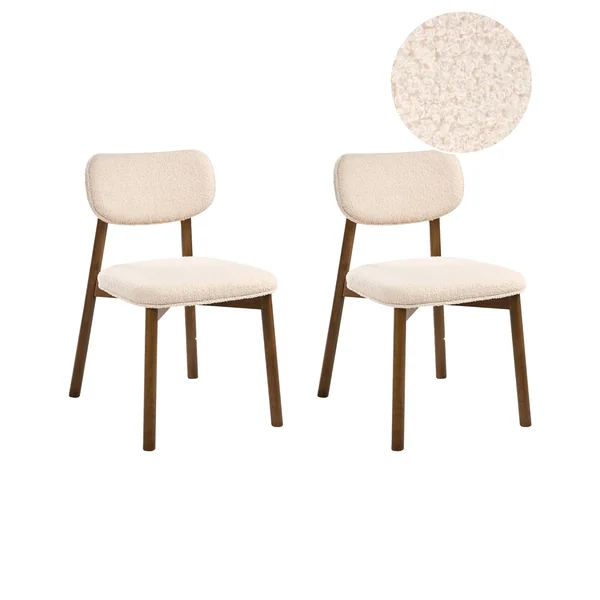 Set van 2 eetkamerstoelen MILLS Bouclé Bruin/lichtbeige
