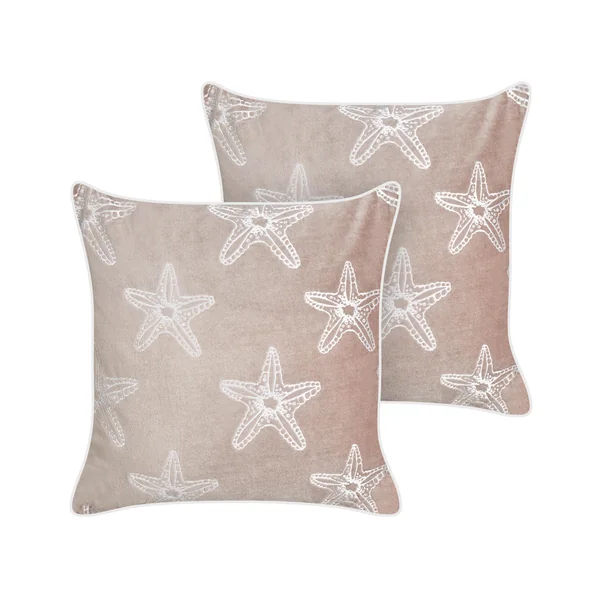 Set van 2 sierkussens CERAMIUM Fluweel 45 x 45 cm Pastelroze bloempatroon