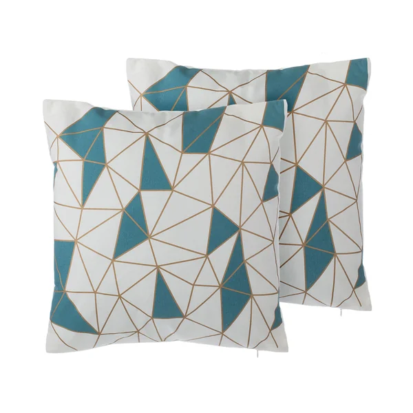 Set van 2 sierkussens CLARKIA Katoen 45 x 45 cm Blauw geometrisch patroon