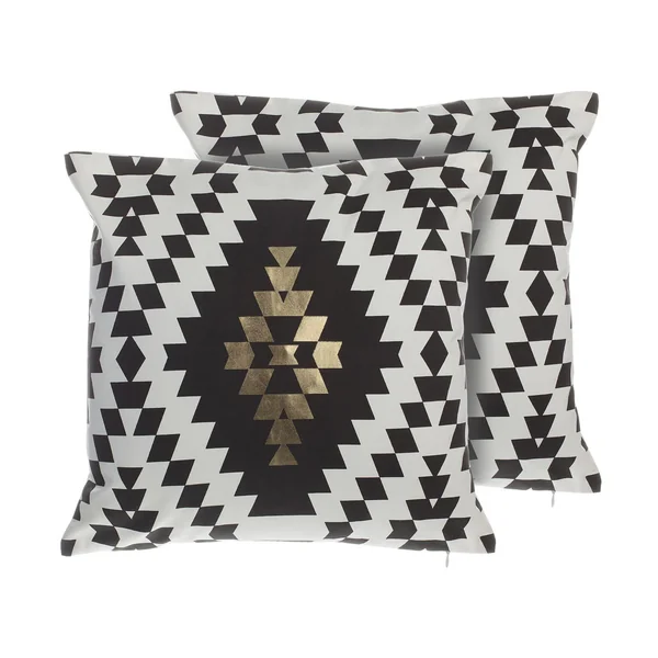 Set van 2 sierkussens COLEUS Katoen 45 x 45 cm Zwart geometrisch patroon