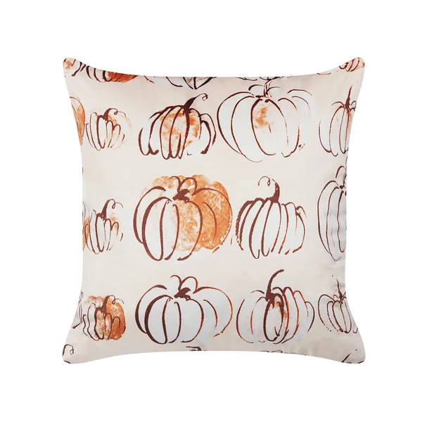 Set van 2 sierkussens CUCURBITA Fluweel 45 x 45 cm Beige bladpatroon