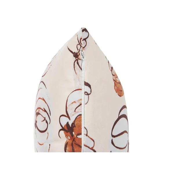 Set van 2 sierkussens CUCURBITA Fluweel 45 x 45 cm Beige bladpatroon