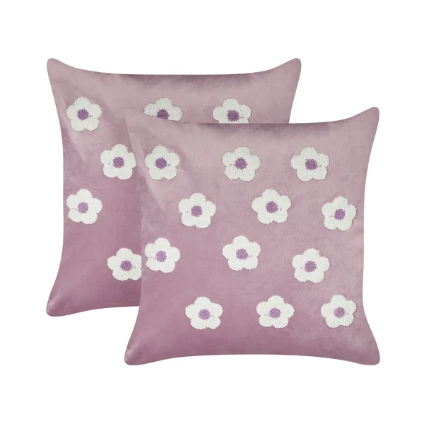 Set van 2 sierkussens ECHINACEA Fluweel 45 x 45 cm Paars