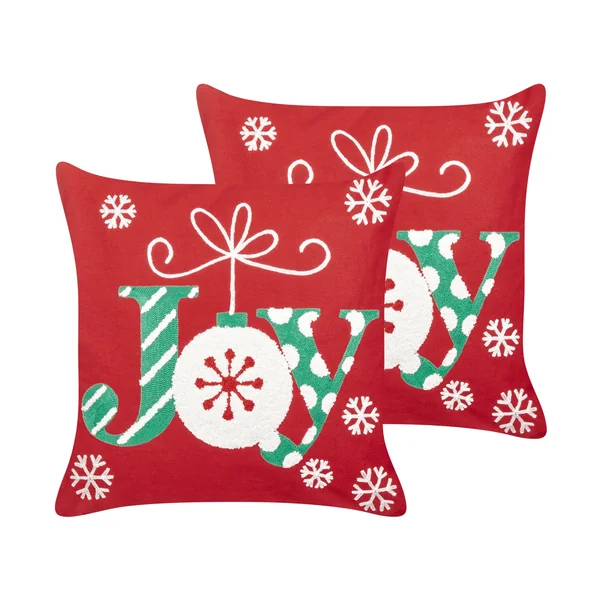 Set van 2 sierkussens GINGERBREAD Katoen 45 x 45 cm Rood kerstmotief