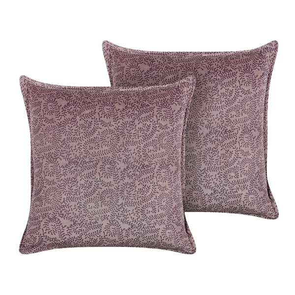 Set van 2 sierkussens KALMIA Fluweel 45 x 45 cm Roze bloempatroon