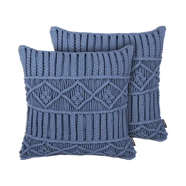 Set van 2 sierkussens KARATAS Katoen 45 x 45 cm Blauw geometrisch patroon