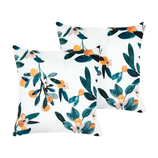 Set van 2 sierkussens KNAUTIA Fluweel 45 x 45 cm Meerkleurig bladpatroon