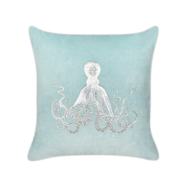 Set van 2 sierkussens LAMINARIA Fluweel 45 x 45 cm Lichtblauw dierenprint