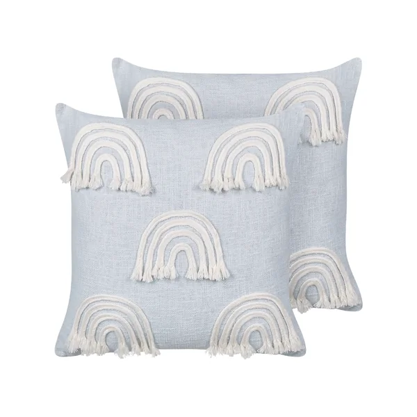 Set van 2 sierkussens LEEA Katoen 45 x 45 cm Lichtblauw