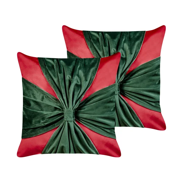 Set van 2 sierkussens MARSHMALLOW Fluweel 45 x 45 cm Rood kerstmotief