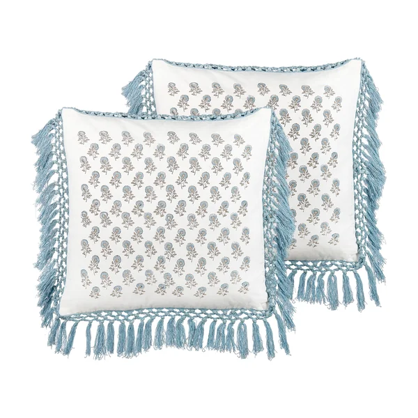 Set van 2 sierkussens PALLIDA Katoen 45 x 45 cm Blauw bloempatroon