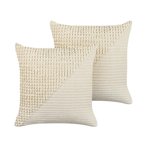 Set van 2 sierkussens PELLAEA Katoen 45 x 45 cm Lichtbeige geometrisch patroon