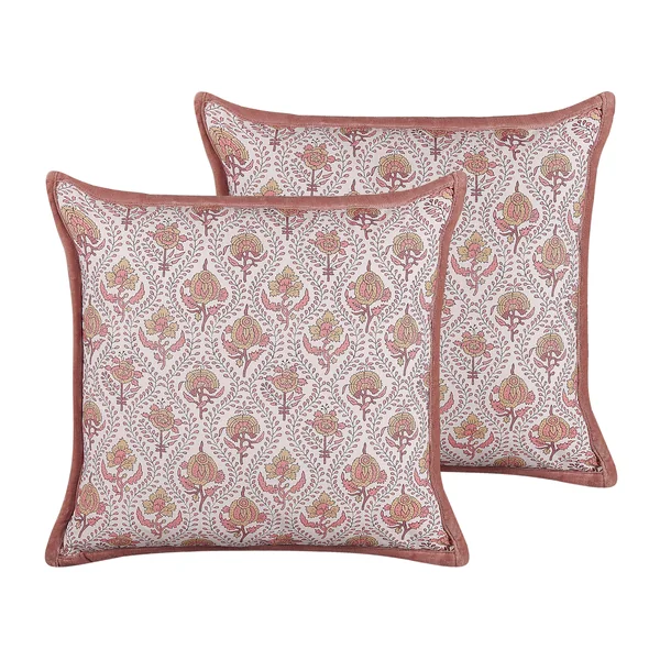 Set van 2 sierkussens PICEA Fluweel 45 x 45 cm Rood bloempatroon