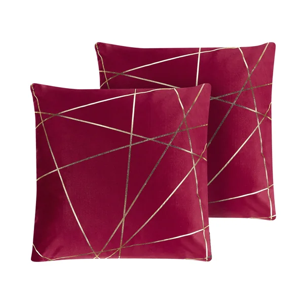 Set van 2 sierkussens PINUS Fluweel 45 x 45 cm Rood geometrisch patroon