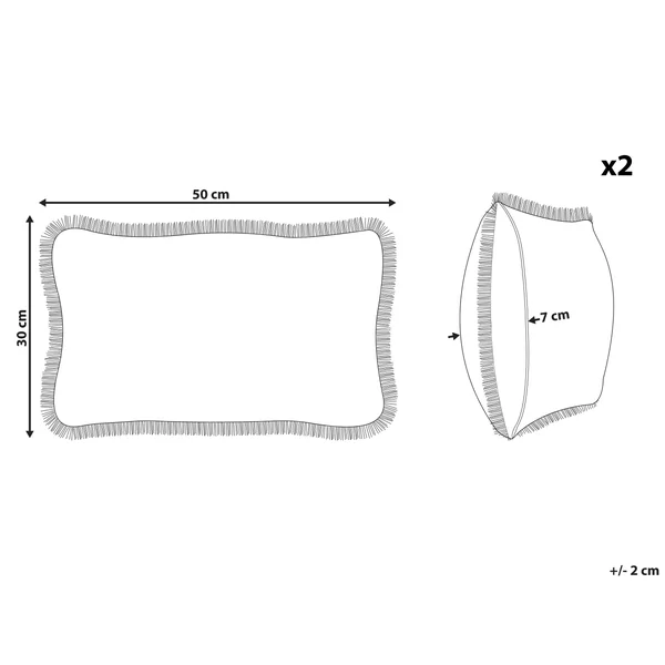 Set van 2 sierkussens POTHOS Fluweel 30 x 50 cm Beige effen