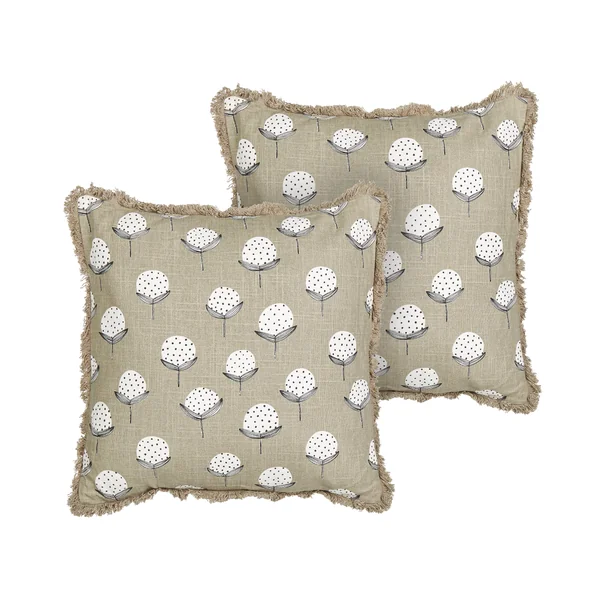Set van 2 sierkussens PSILOTALES Katoen 45 x 45 cm Beige bloempatroon