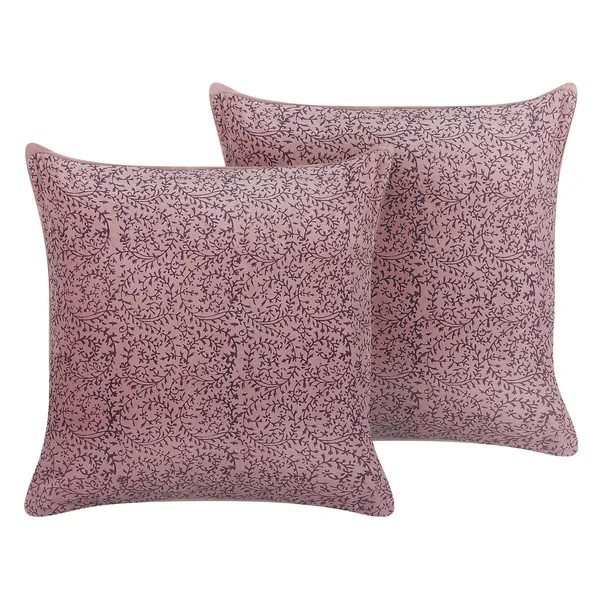 Set van 2 sierkussens ROMNEYA Fluweel 45 x 45 cm Roze bloempatroon