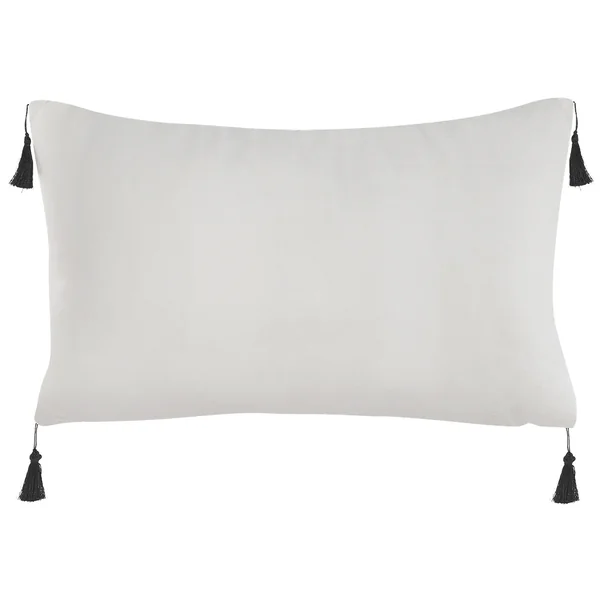 Set van 2 sierkussens SCHEFFLERA Fluweel 30 x 50 cm Wit geometrisch patroon