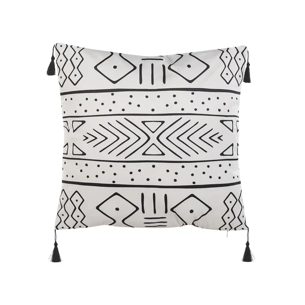 Set van 2 sierkussens SCHEFFLERA Fluweel 45 x 45 cm Wit geometrisch patroon