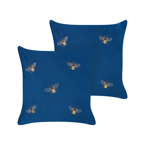 Set van 2 sierkussens TALINUM Fluweel 45 x 45 cm Blauw dierenprint