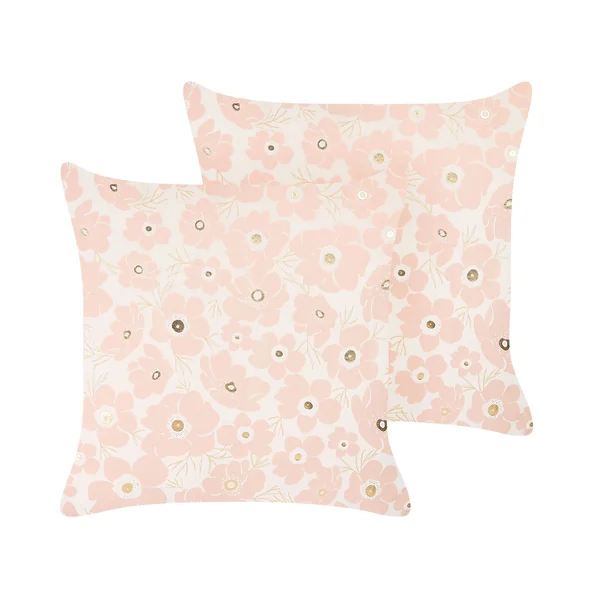 Set van 2 sierkussens TRITELEIA Fluweel 45 x 45 cm Roze bloempatroon