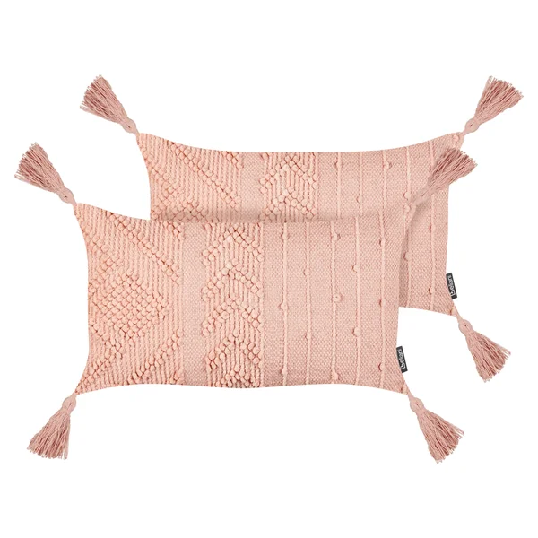 Set van 2 sierkussens VALVARIA Katoen 30 x 50 cm Perzikroze chevron patroon