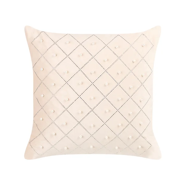 Set van 2 sierkussens YARROW Fluweel 45 x 45 cm Beige geometrisch patroon