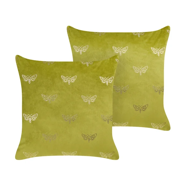 Set van 2 sierkussens YUZURI Fluweel 45 x 45 cm Lichtgroen dierenprint
