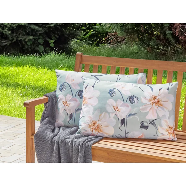 Set van 2 tuinkussens APRICALE bloempatroon 40 x 60 cm Blauw