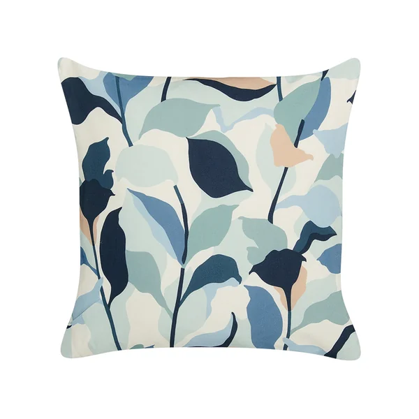 Set van 2 tuinkussens VEGLINO bladpatroon 45 x 45 cm Blauw