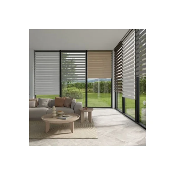 Store enrouleur jour / nuit sans perçage Brize blanc chiné l.90 x H.180cm Goodhome