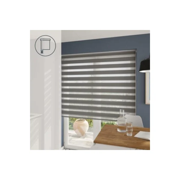Store enrouleur jour / nuit sans perçage Elin 2 gris béton l.180 x H.240cm Goodhome