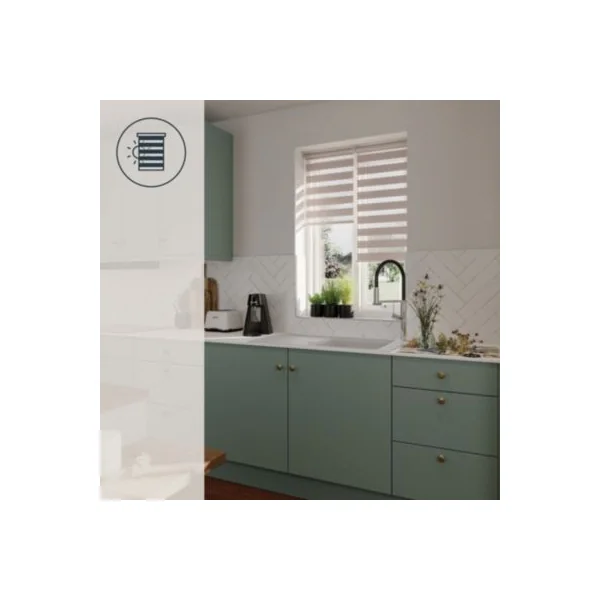 Store enrouleur jour / nuit sans perçage Elin 2 gris perle l.40 x H.140cm Goodhome