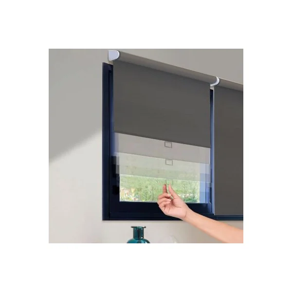 Store enrouleur occultant automatique anthracite l.42 x H.160cm Madeco