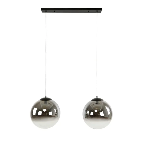 Suspension en verre fumé 2 abat-jour noirs RALF