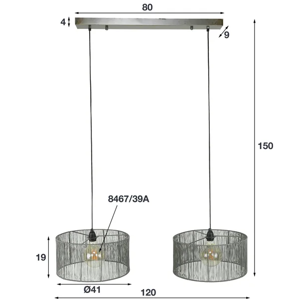 Suspension filaire pour table à manger 2 lampes RALF