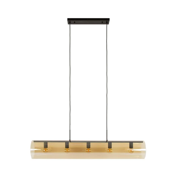 Suspension tube en verre ambré 5 lampes RALF