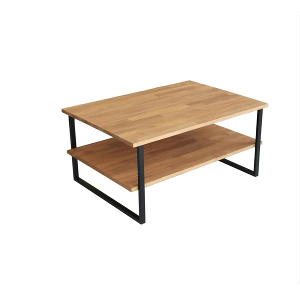 Table basse avec rangement - bois clair et métal OTRENTO