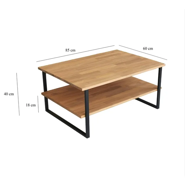 Table basse avec rangement - bois clair et métal OTRENTO