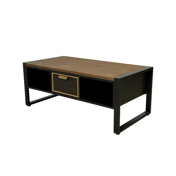 Table basse avec rangement et 1 tiroir en cannage métallique ATELIER
