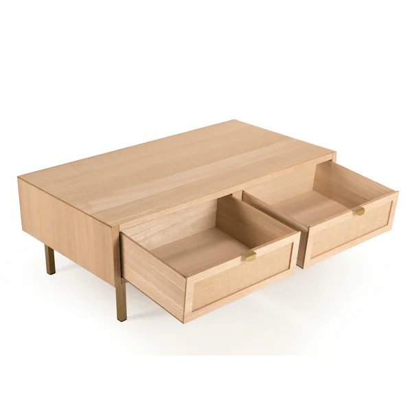 Table basse avec rangement toile de jute CORDOUE