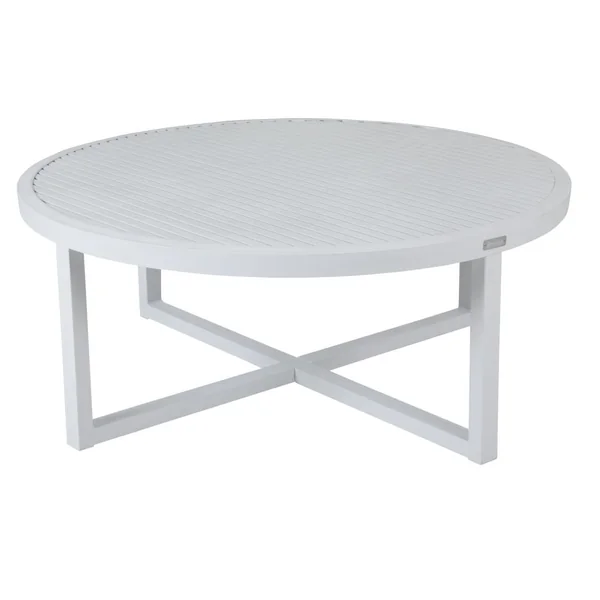 Table basse de jardin en aluminium blanc D 100 cm OSLO