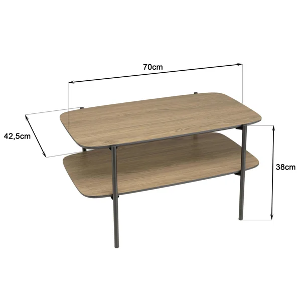 Table basse double plateau effet bois LANDAISE