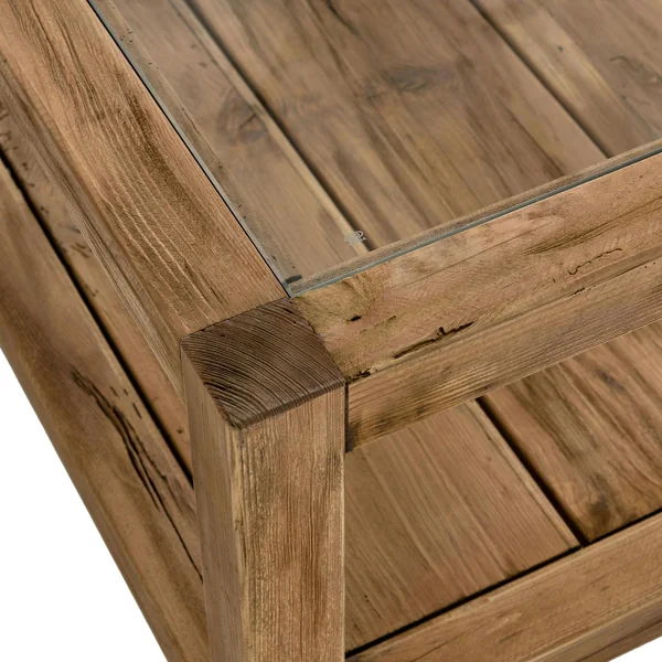 Table basse double plateau en bois de pin recyclé et verre DENVER