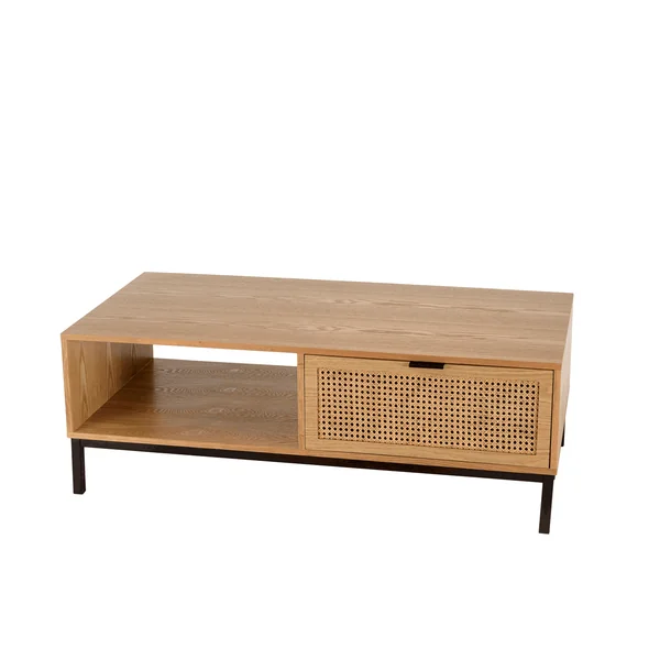 Table basse en bois 2 tiroirs cannage rotin PALMA
