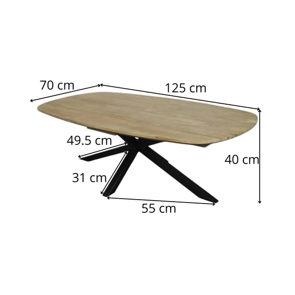 Table basse en bois de teck recyclé, forme ovale DEPOK