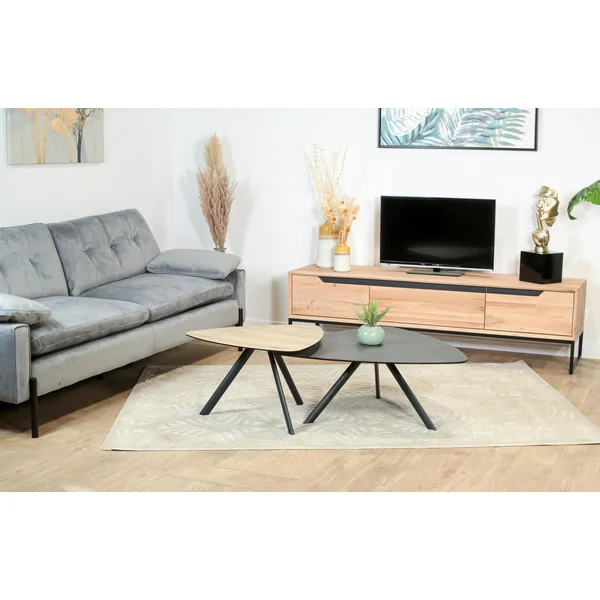 Table basse gigogne en céramique forme design (lot de 2 pièces) LOMBARDIE