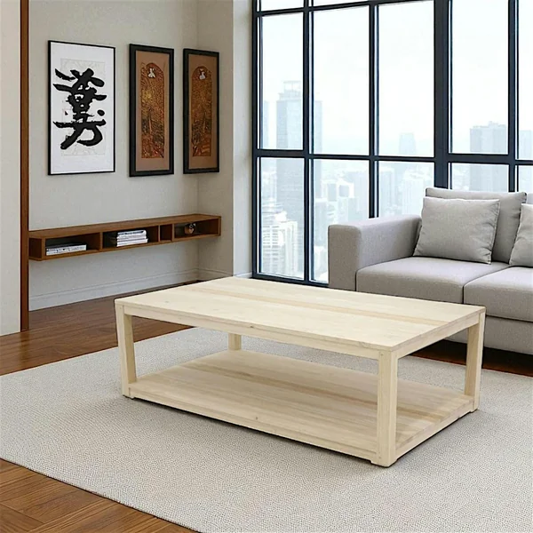 Table basse hévéa double plateau 125x70cm GALA