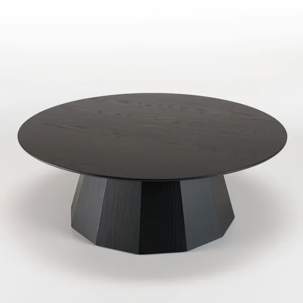 Table basse moderne ronde bois - métal noir CORUMBA